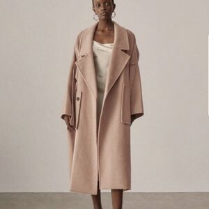 NWT Oversized Wool Coat with Patch Pockets (Blush/Nude) - Silk Maison